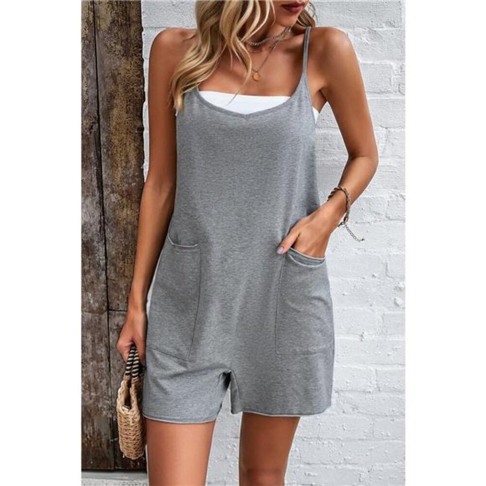 Devine Spaghetti Strap Romper with Pockets